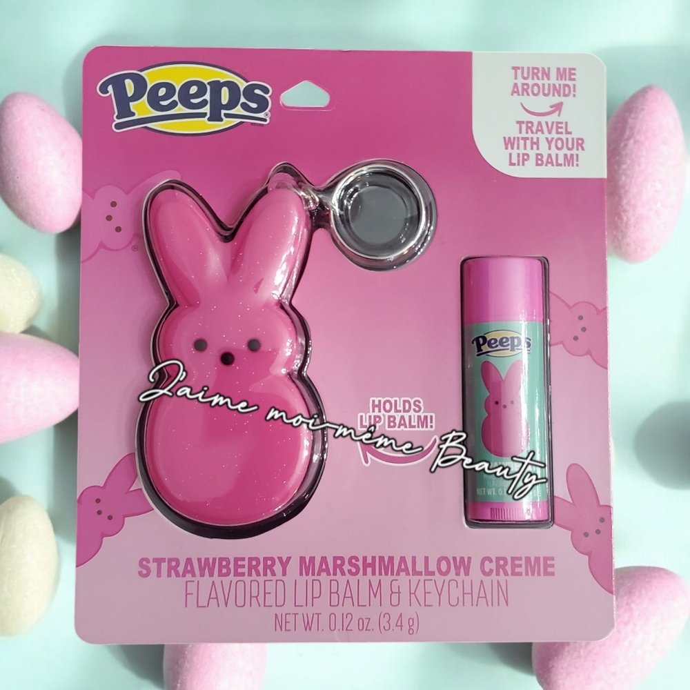 Peeps Strawberry Marshmallow Creme Lip Balm & Keychain